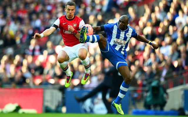 Lukas Podolski Arsenal Emmerson Boyce Wigan