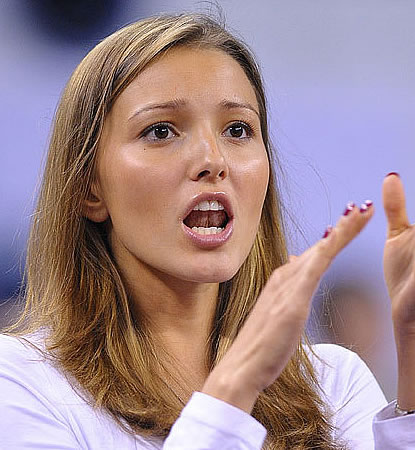 Jelena Ristic, wife of Novak Djokovic, applauding