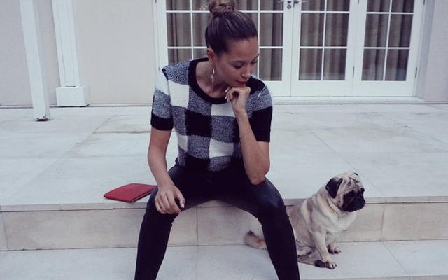 Mandy Capristo (Mesut Ozil WAG) and pug