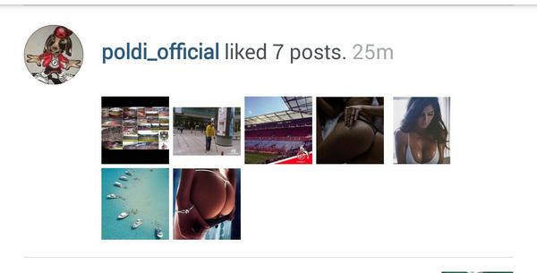 Podolski's Instagram likes