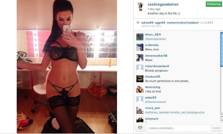 Alice Goodwin Insta post