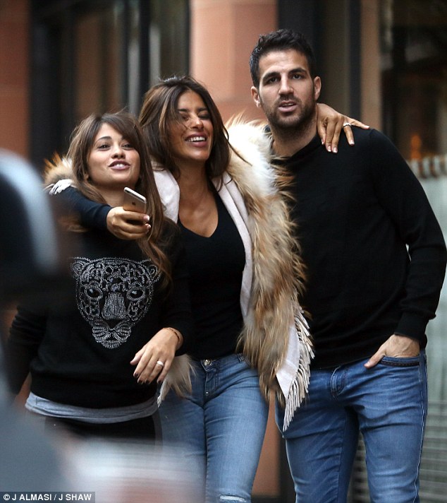 Antonella Roccuzzo, Daniella Semaam and Cesc Fabregas