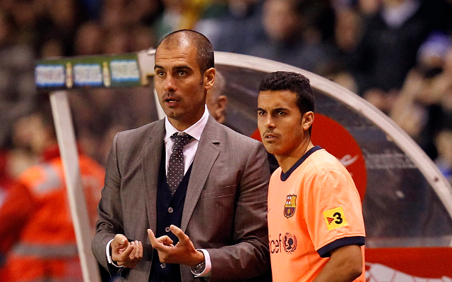 Pedro and Pep Guardiola - Barcelona