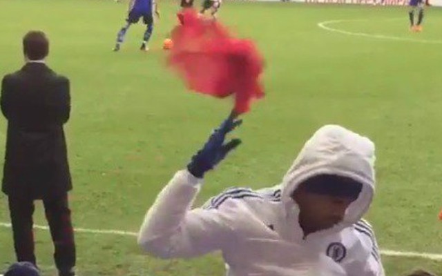 Diego Costa throws bib