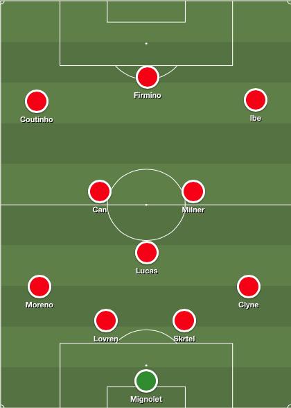 Liverpool line up v West Brom