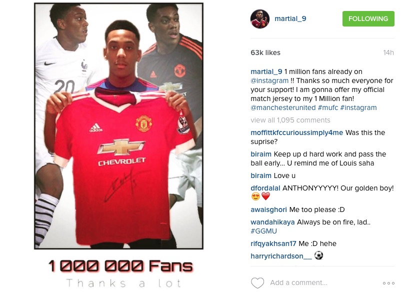 Anthony Martial Instagram post