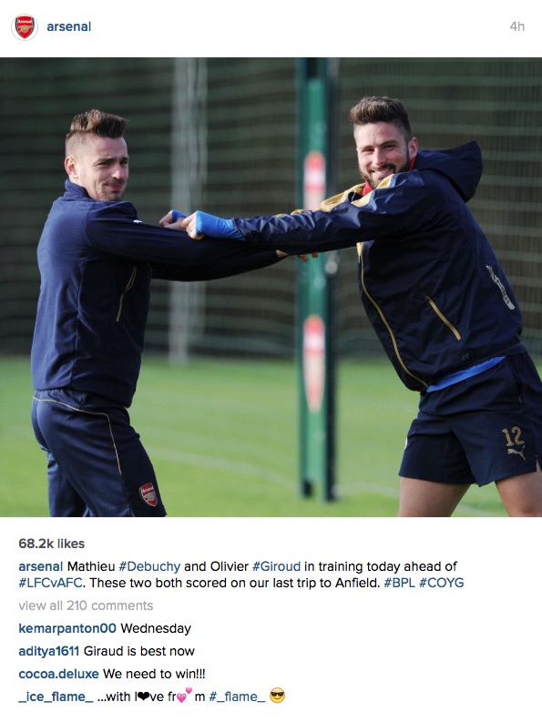 Arsenal Instagram post