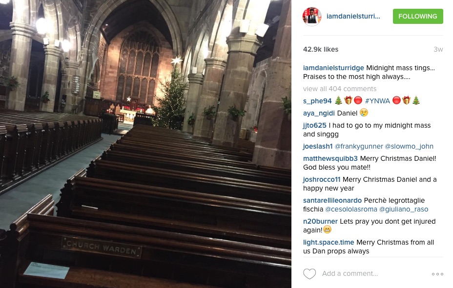 Daniel Sturridge at church