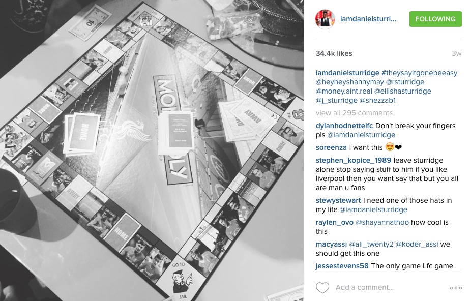 Daniel Sturridge playing Monopoly