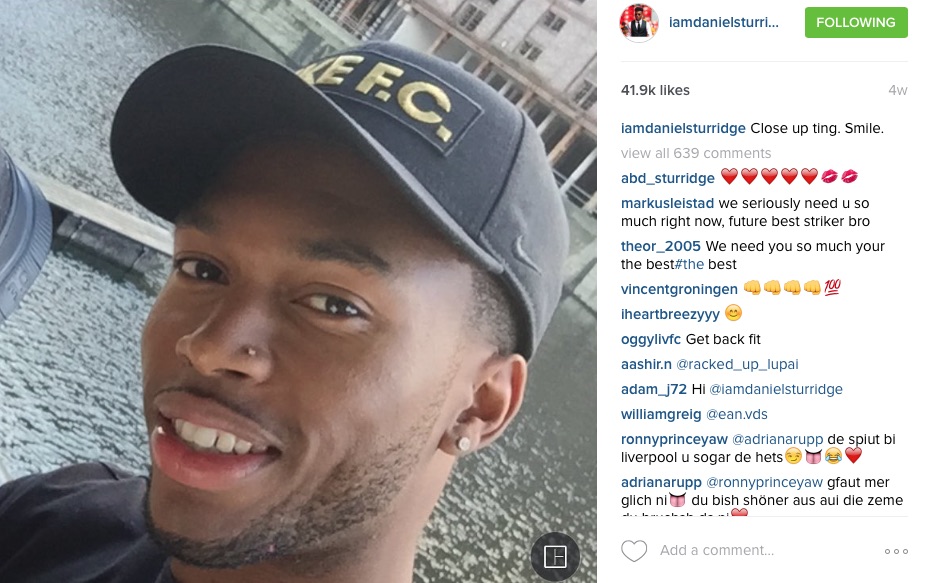Daniel Sturridge wearing a different hat