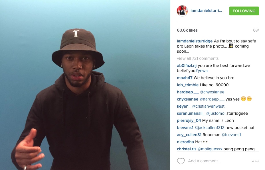 Daniel Sturridge wearing a hat