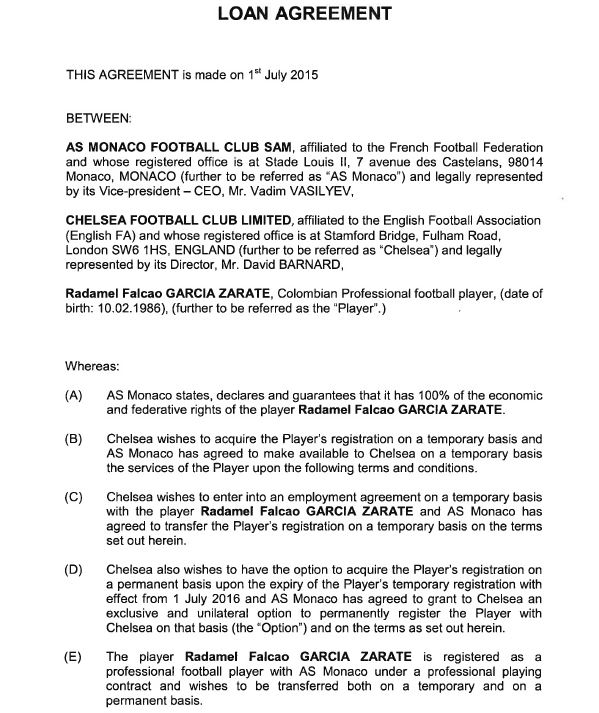 Falcao contract Chelsea Full
