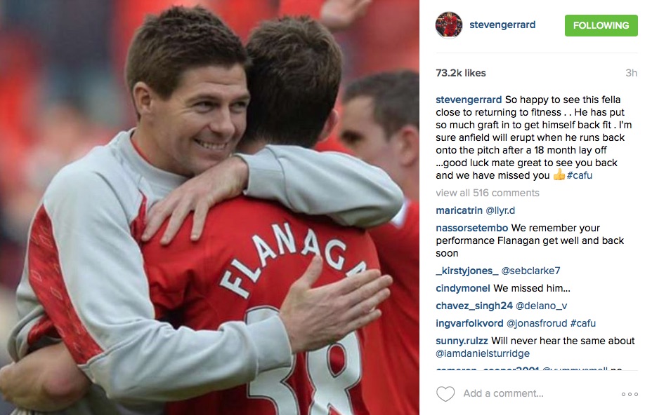 Steven Gerrard Instragram post January 20