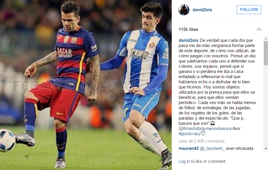 dani alves instagram fucking trash