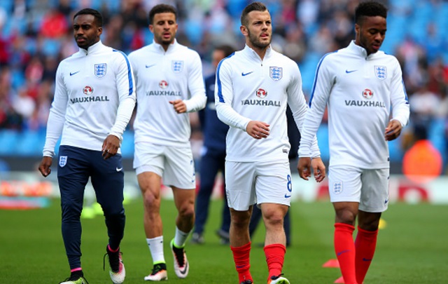 Danny Rose, Jack Wilshere, Kyle Walker, Raheem Sterling of England