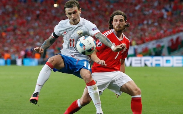 Joe Allen for Wales v Russia