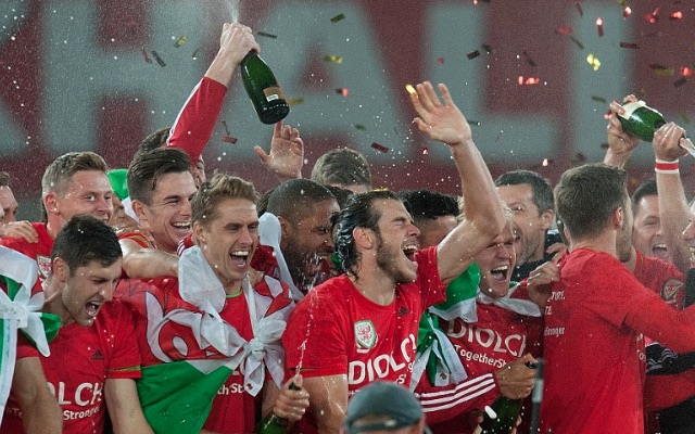 Wales celebrating