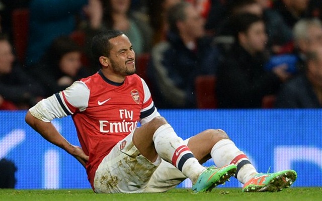 Injured Theo Walcott in pain