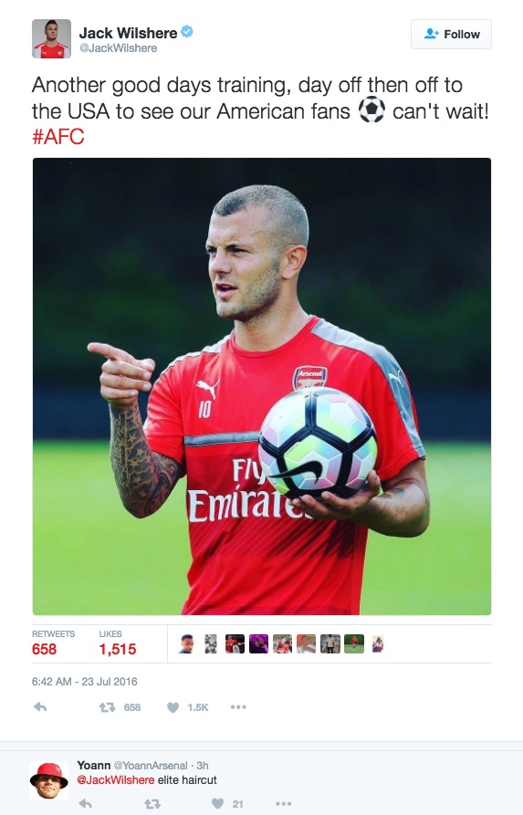 New Jack Wilshere haircut