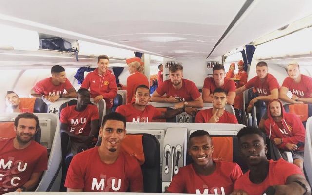 Man United selfies on a plane