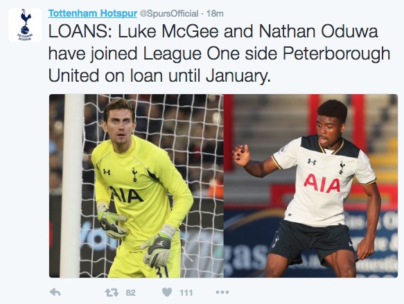 Spurs tweet about loans