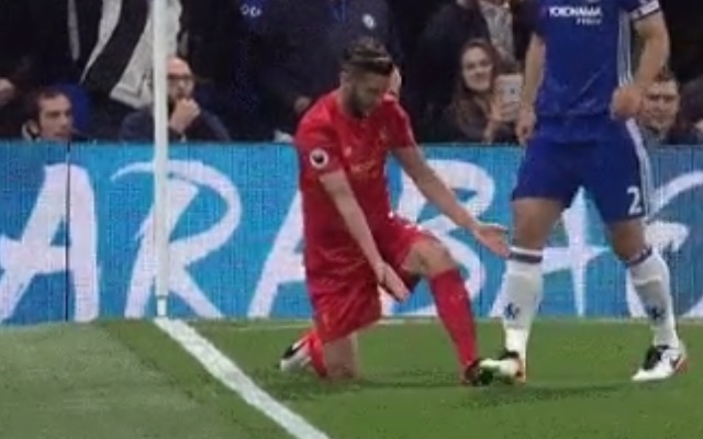 Branislav Ivanovic stamps on Adam Lallana