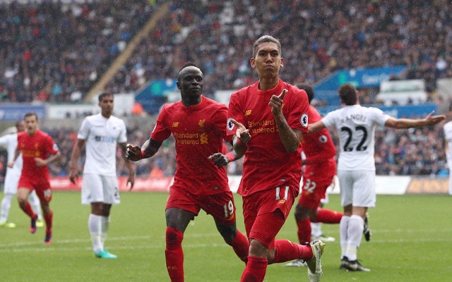 Roberto Firmino goal celebration v Swansea City
