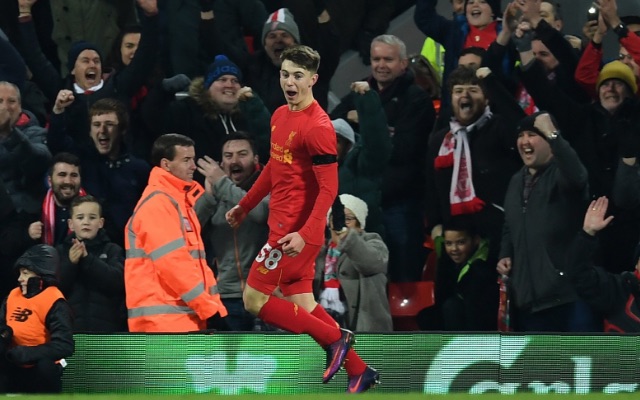 Ben Woodburn celebrating first Liverpool goal