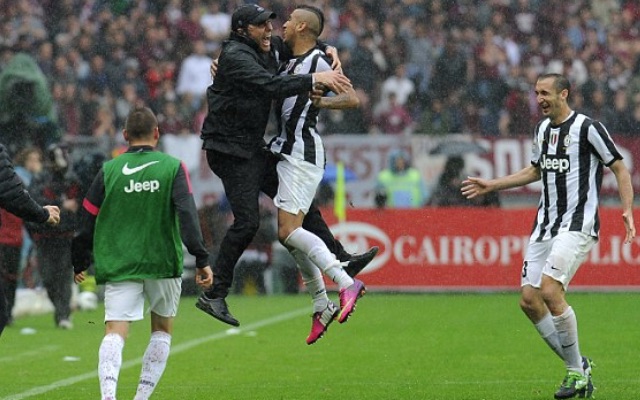 Arturo Vidal and Antonio Conte Arturo Vidal and Antonio Conte
