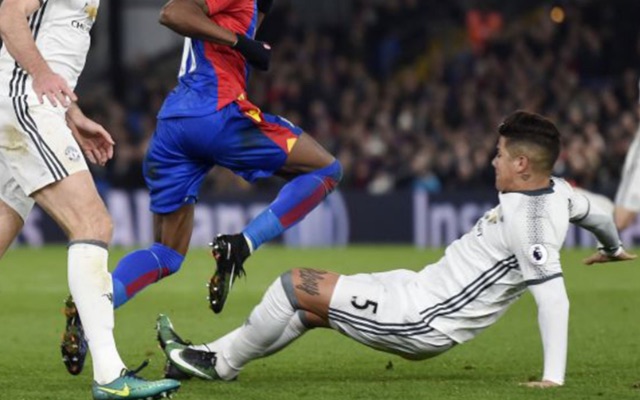 Marcos Rojo tackle on Wilfried Zaha