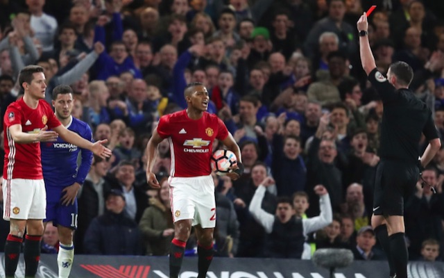 Ander Herrera sent off by Michael Oliver in Chelsea v Man United