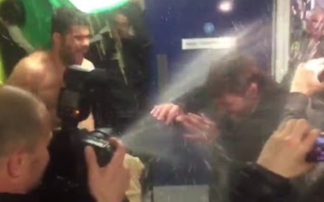 Antonio Conte soaked in champagne