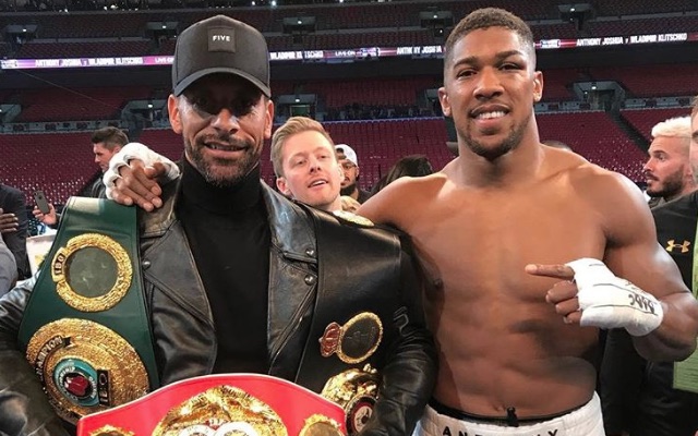 Wannabe boxer Rio Ferdinand with Anthony Joshua