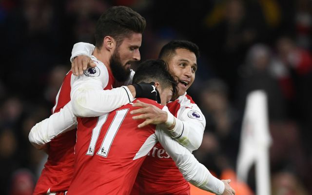 Giroud, Ozil and Sanchez celebrate