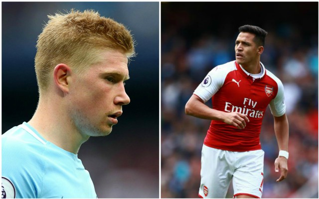 Man City's Kevin De Bruyne and Arsenal's Alexis Sanchez