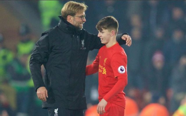 Jurgen Klopp and Ben Woodburn