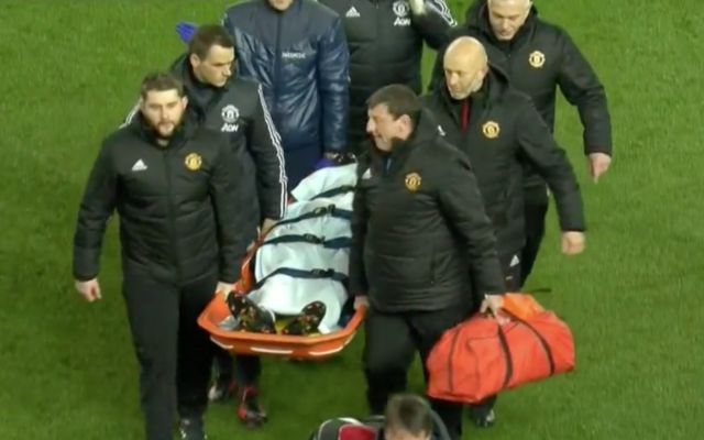 Romelu Lukaku being stretchered off