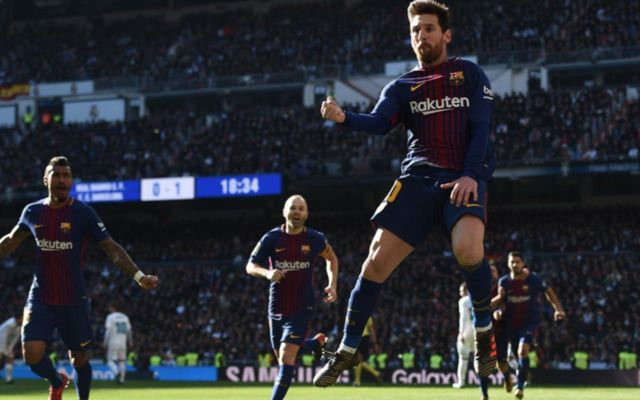 Barcelona celebrating goal against Real madrid