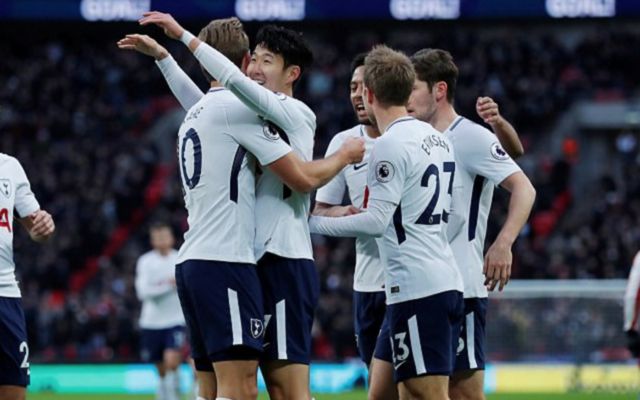 Spurs celebrating goal against Stoke