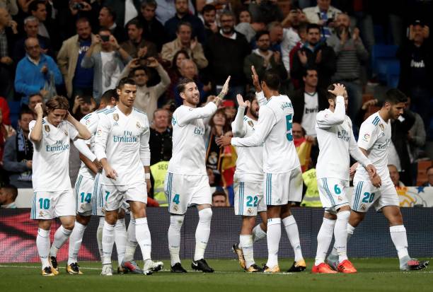 Real Madrid players celebrate
