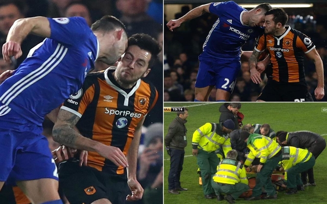 Cahill Mason clash of heads Chelsea Hull