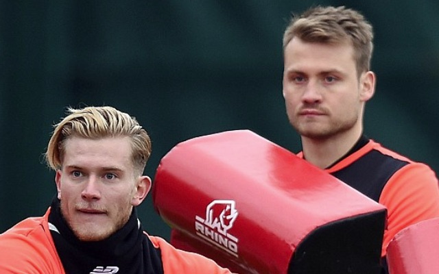 Simon Mignolet (right) and Loris Karius in Liverpool training