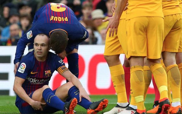 Iniesta limped out of La Liga action this weekend with a hamstring injury.