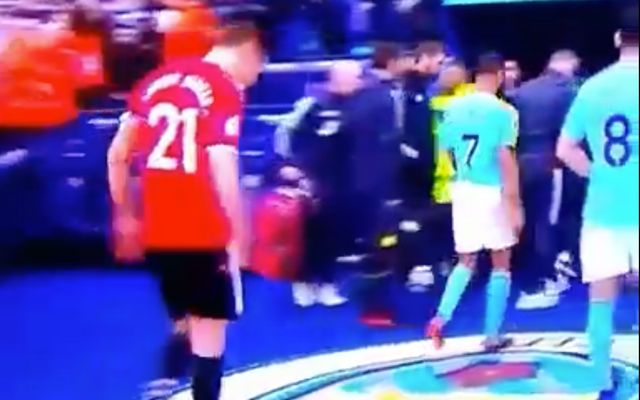Herrera spitting on Man City crest