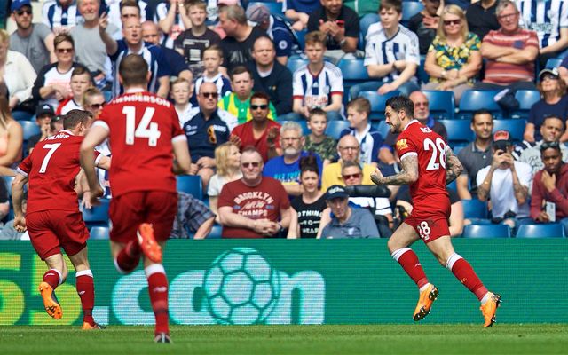 Ings celebrates Liverpool vs West Brom