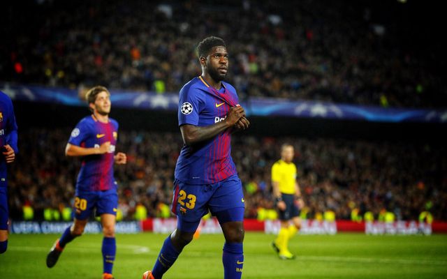 Umtiti Barcelona celebration Roma