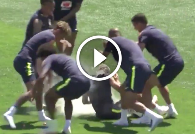 Coutinho birthday prank Brazil training