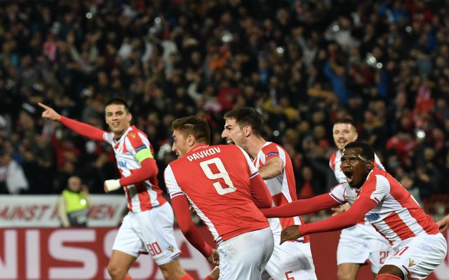 Red Star celebrate v Liverpool