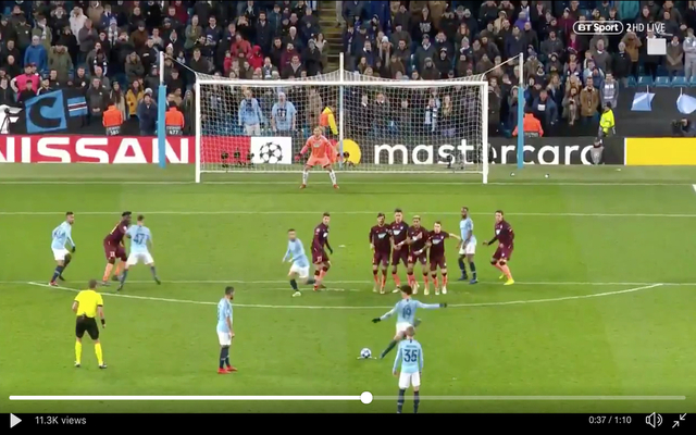 Leroy Sane scores free-kick for City vs Hoffenheim