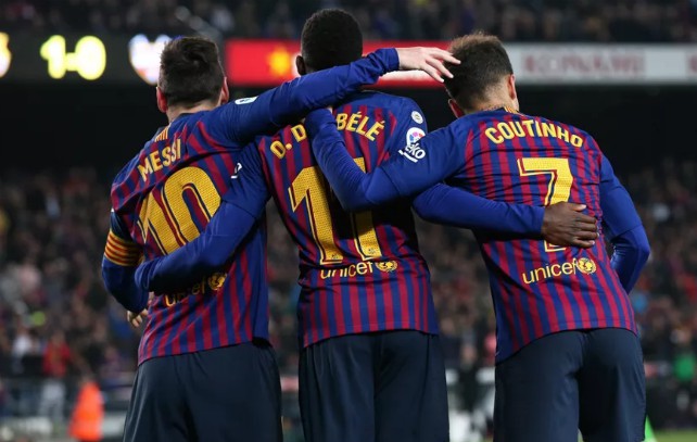 barcelona stars lionel messi ousmane dembele philippe coutinho